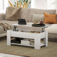 Lift Top Coffee Table with Hidden Storage Compartment and Open Shelf, Center Table for Living Room, White