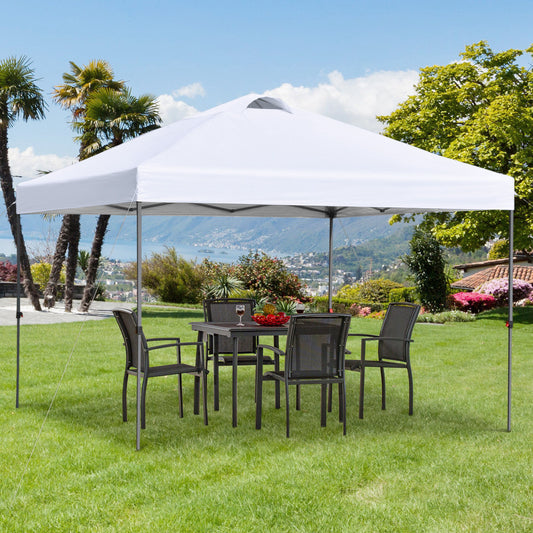 10' x 10' Pop Up Canopy Tent with Airy Top Vents and Wheeled Carry Bag for Outdoor, Garden, Patio, White