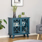 Fretwork Door Storage Cabinet Sideboard - Blue