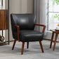 Accent Chair, Modern Armchair, Faux Leather Upholstered Living Room Chair with Wood Legs and Wide Padded Seat, Black