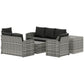6 Pieces Wicker Patio Furniture Set with Cushions, 7-Seater Rattan Patio Sofa Set with Storage Coffee Table & Side Table, Sectional Outdoor Furniture Set, Black