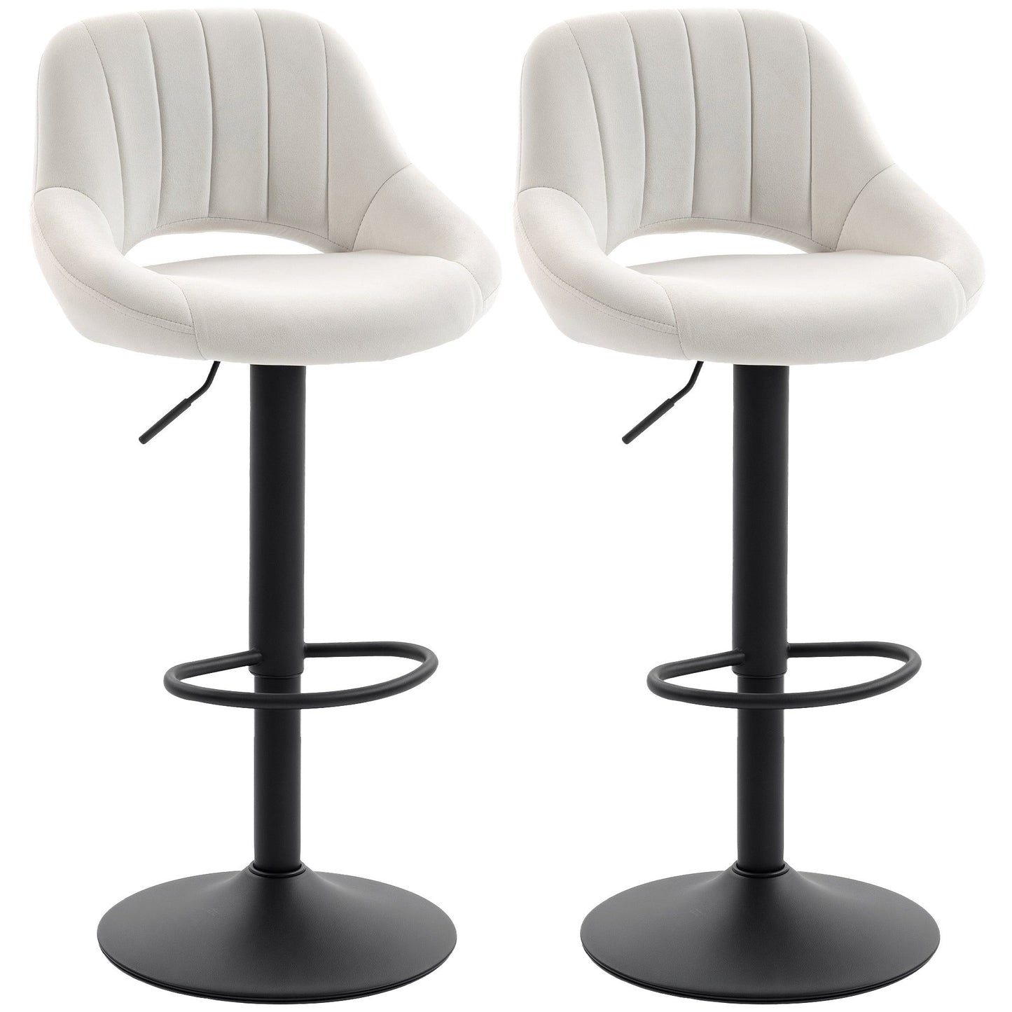 Swivel Counter Height Velvet Bar Stools Set of 2 - Cream
