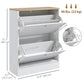 Slim Shoe Storage Cabinet, Modern Shoe Cabinet with 2 Flip Drawers and Adjustable Shelves for 8-12 Pairs, White