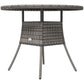 35.4" Outdoor Wicker Dining Table, PE Rattan Patio Furniture with Wood-plastic Composite Top, Grey