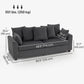 3-Seater Corduroy Sofa with Curved Armrests - Dark Grey