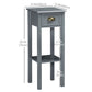 2-Tier Narrow Nightstands Set of 2 with Drawer - Grey