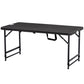 Foldable Patio Dining Table for 4, Height Adjustable Outdoor Table for Garden Lawn Backyard, Dark Grey