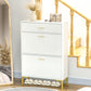 Modern Shoe Cabinet Storage 12 Pair Shoe Organizer with 2 Flip Doors Drawer and Adjustable Shelf White