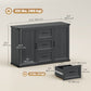 Sideboard with 3 Drawers and 2 Doors, 47" Buffet Cabinet with Adjustable Shelves for Kitchen, Black Wood Grain