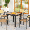 Patio Dining Table for 4, Square Aluminum Outdoor Table for Garden Lawn Backyard, Natural