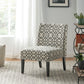 Contemporary Accent Chair with Rubberwood Tapered Legs, Upholstered Seating for Dining Room, 22.5'' L x 29.5'' W x 32'' H, Grey+Ivory