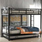 Twin Over Twin Bunk Bed with Trundle, Sturdy Metal Frame, Safety Guardrails, Bed Frame for Compact Rooms, 78" L x 41.5" W x 62.5" H, Black