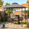 8' x 5' BBQ Grill Gazebo Tent with Double Tiered Canopy for Outdoor Sun Shade, Grey