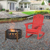 Wooden Adirondack Rocking Muskoka Chair with Slatted Wooden Design, Fanned Back and Classic Rustic Style, Red