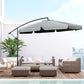 11FT Offset Hanging Patio Umbrella Cantilever Umbrella with Easy Tilt Adjustment, Cross Base and 8 Ribs for Backyard, Poolside, Lawn and Garden, Dark Grey