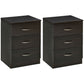 3-Drawer Nightstand Set of 2 - Dark Brown