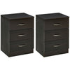 3-Drawer Nightstand Set of 2 - Dark Brown