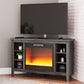 Arlenbry - Gray - Corner TV Stand With Glass/Stone Fireplace Insert