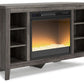 Arlenbry - Gray - Corner TV Stand With Glass/Stone Fireplace Insert