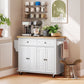 Kitchen Island with Storage, Rolling Trolley Cart with Rubber Wood Top, Spice Rack, Towel Rack, Grey