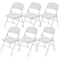 Set of 6 Metal Foldable Chairs, PU Leather Padded Folding Chairs with Cushion Seat and Open Back for Indoor, White