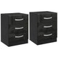 Nightstand Set of 2 with High-Gloss Drawers - Black