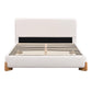 Queen-Size Boucle Upholstered Bed with 12 Wooden Slats & 3 Support Legs, Durable Bed Frame with Solid Feet, 88'' L x 69'' W x 38'' H, White