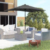 6' x 10' Patio Umbrella with 22 LED Solar Lights and Tilt, Rectangular Outdoor Table Umbrella with Crank, Dark Grey
