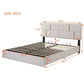 Queen Size Upholstered Platform Bed with Hydraulic Storage, MDF and Plywood Frame, Bed Frame for Living Room, 85" L x 64.5" W x 41" H, Beige