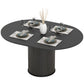 Extendable Kitchen Table for 6-8, 43.5"-59" Farmhouse Dining Table with Pedestal Base Black Wood Grain