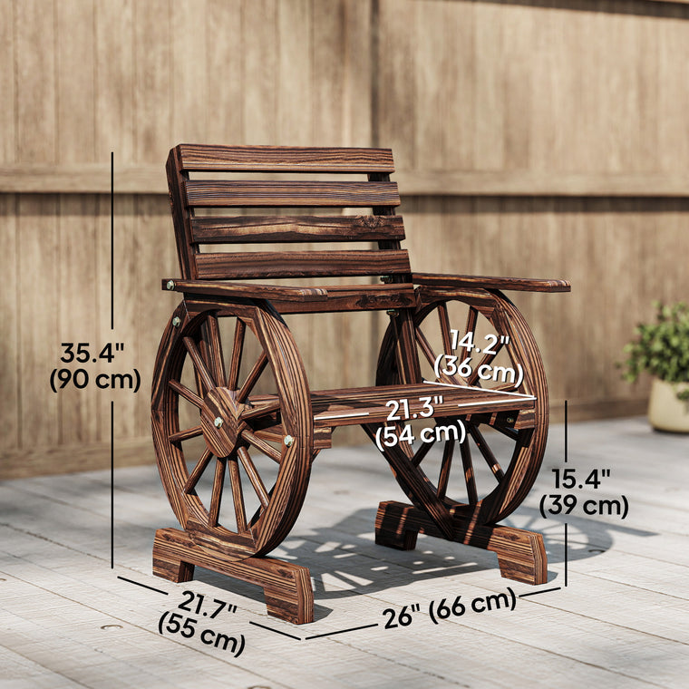Carbonized Wood Lounge Chair with Wagon Wheel Armrests
