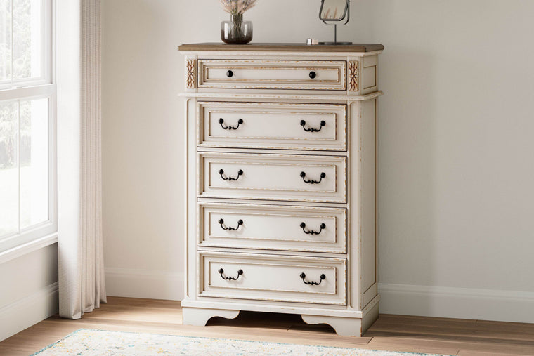 Realyn - White / Brown / Beige - Five Drawer Chest - Forward Furniture