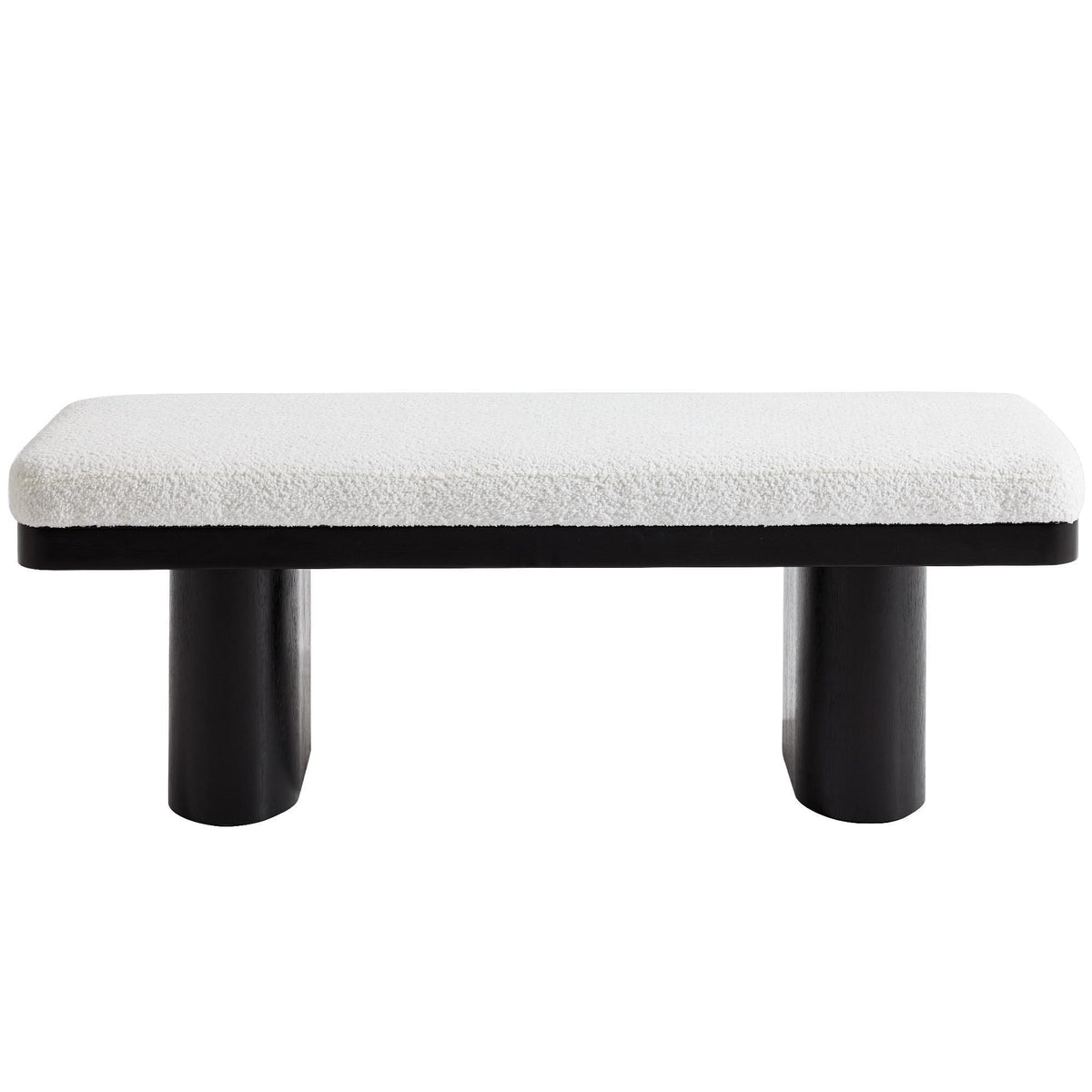 End-of-Bed Bench with Velvet Upholstery and High‑Density Foam Seat, Modern Ottoman with Rubberwood Legs, 47'' L x 17'' W x 17'' H, Black