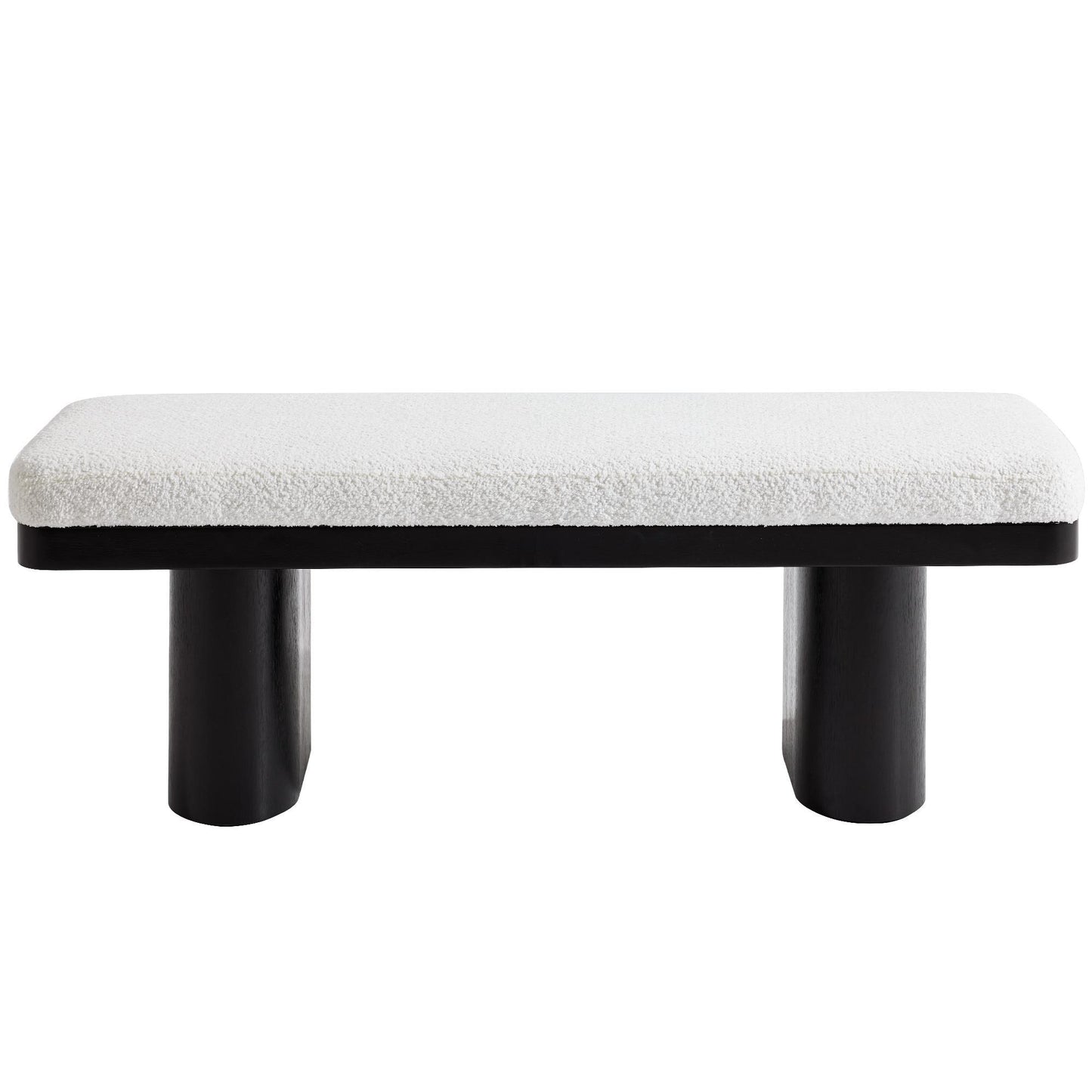 End-of-Bed Bench with Velvet Upholstery and High‑Density Foam Seat, Modern Ottoman with Rubberwood Legs, 47'' L x 17'' W x 17'' H, Black