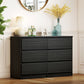 Wide Chest of Drawers, 6 Drawer Dresser for Bedroom, Living Room, Hallway, Modern Clothes Storage Organizer, Black