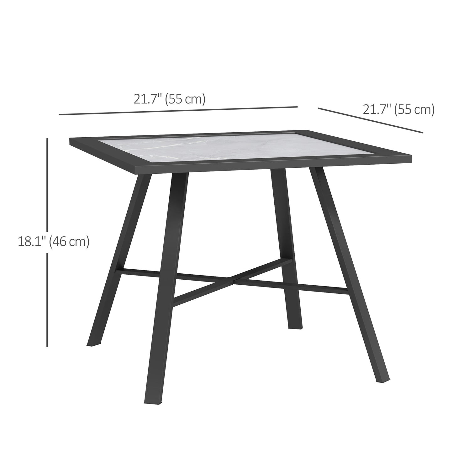 Small Outdoor Side Table, Patio Side Table with SPC Tabletop for Garden, Patio, Lawn, Grey
