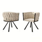 Set of 2 Velvet Dining Chairs with Sturdy Metal Legs and Adjustable Feet, Swivel Ergonomic Chairs with Cushion, 23'' L x 21'' W x 28.5'' H, Beige