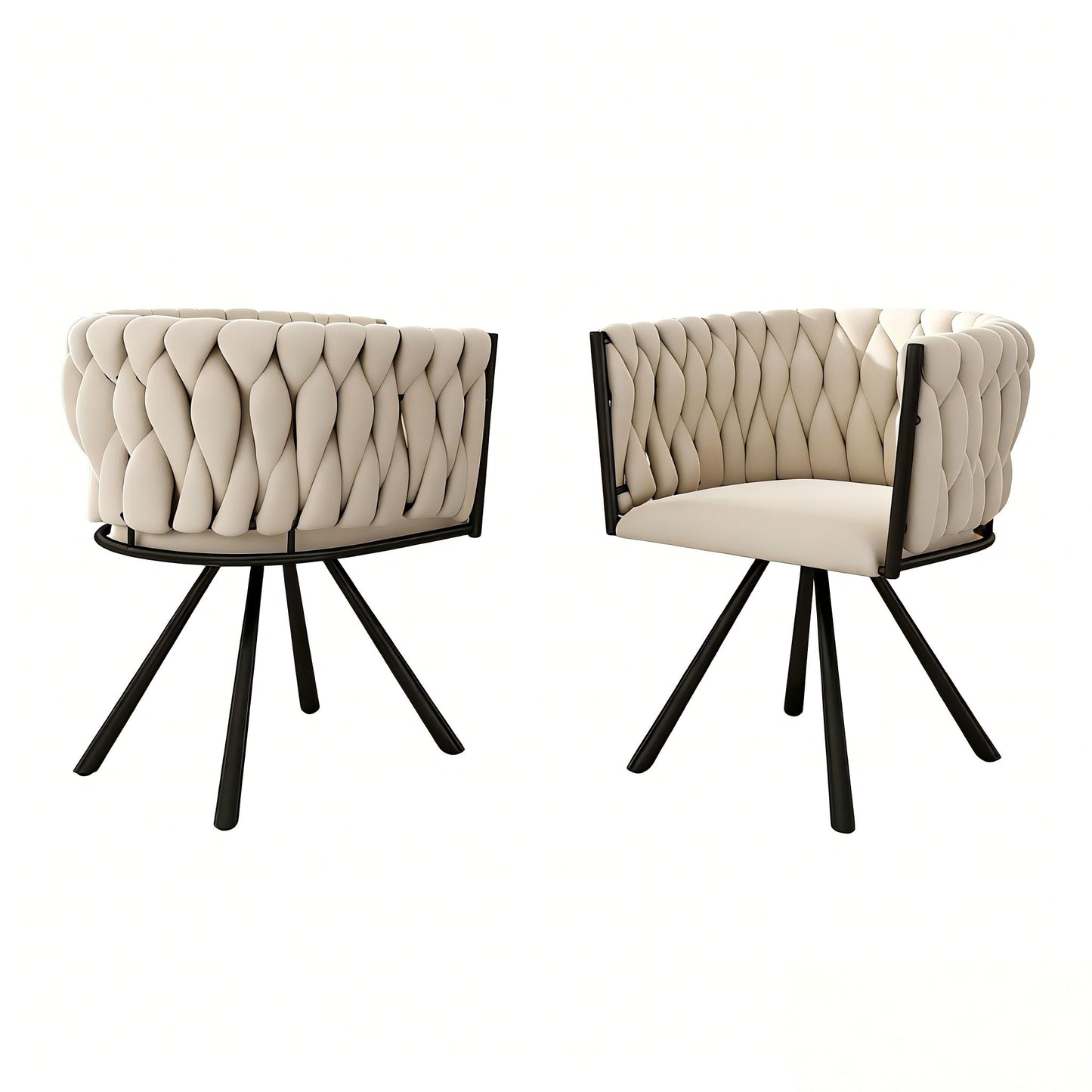 Set of 2 Velvet Dining Chairs with Sturdy Metal Legs and Adjustable Feet, Swivel Ergonomic Chairs with Cushion, 23'' L x 21'' W x 28.5'' H, Beige