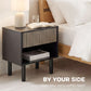 Modern Bedside Table with Drawer and Open Shelf, Sofa Side Table for Bedroom Living Room, Set of 2, Black
