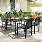 5 Piece Patio Dining Set with 4 Stackable Chairs, Tempered Glass Top, Rust-Resistant Metal Frame