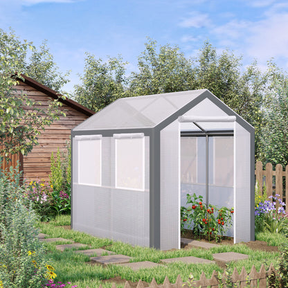 8' x 6' x 7.5' White Heavy Duty Polytunnel Greenhouse