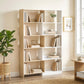 Corner Bookshelf, 5-Tier L-Shaped Bookcase with 350° Rotating Design, Two-Tone, Fruitwood/White