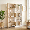 Corner Bookshelf, 5-Tier L-Shaped Bookcase with 350° Rotating Design, Two-Tone, Fruitwood/White