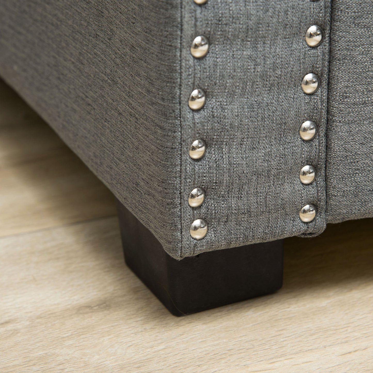 Upholstered Flip Top Storage Bench Fabric Ottoman for Bedroom, Living room, Light Grey