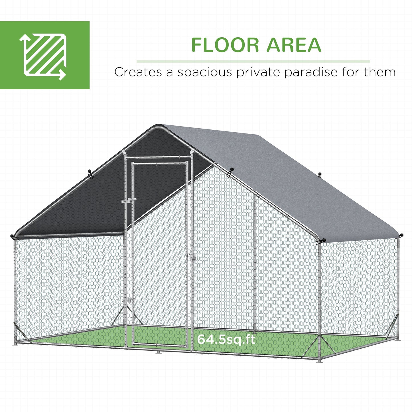 9.8' x 6.6' x 6.6' Chicken Coop Cage, Outdoor Hen House w/Cover & Lockable Door