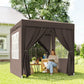 6.6'x6.6' Pop Up Canopy Tent with Sidewalls, Instant Sun Shelter Camping Gazebo with Carry Bag, Coffee