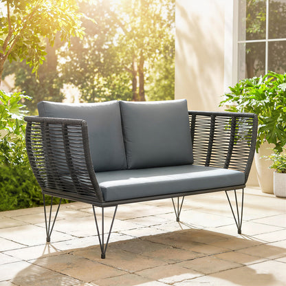 2-Seater Patio Loveseat Sofa with Galvanized Steel Frame