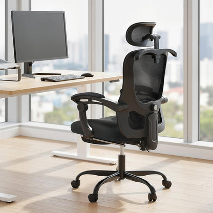 Ergonomic Mesh Office Chair with Lumbar Support - Black