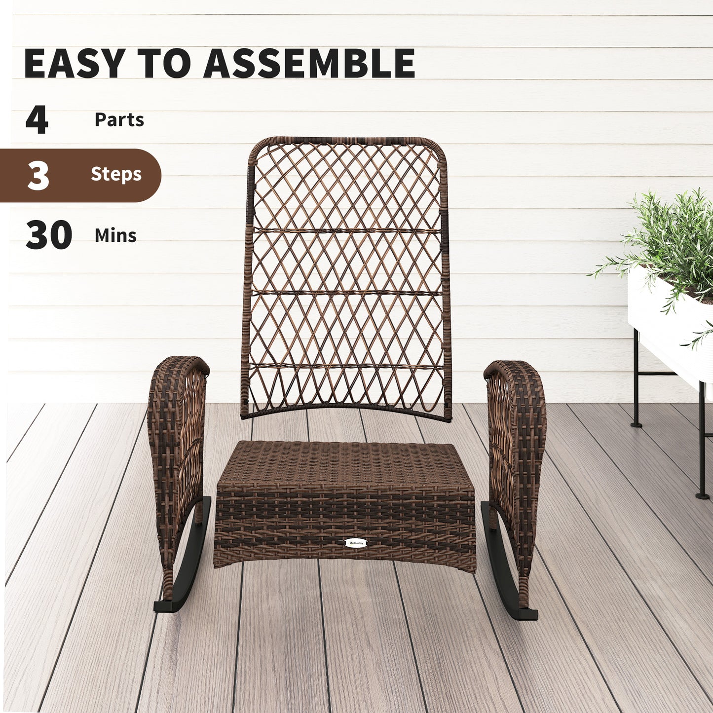 Outdoor Wicker Rattan Rocking Chair Patio Rocker with Thick Cushions for Garden Backyard Porch, Light Green