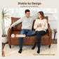 55" Loveseat Sofa, Small 2 Seater Couch with Solid Wood Legs, Modern PU Leather Upholstered Sofa for Small Spaces, Brown